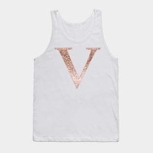 V rose gold glitter monogram letter Tank Top